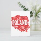 ポーランドの形をしたポーランド語を持つワードクラウド ポストカード (スタンド正面)