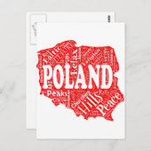 ポーランドの形をしたポーランド語を持つワードクラウド ポストカード (正面/裏面)