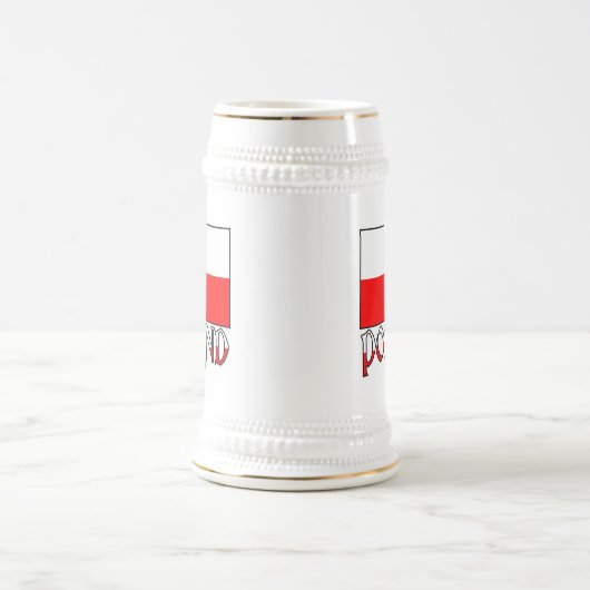 ポーランドの旗と国名 ビールジョッキ (中央)