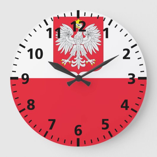 ポーランドの旗 ラージ壁時計 (正面)
