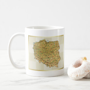 ポーランドの旗 + 地図のマグ コーヒーマグカップ