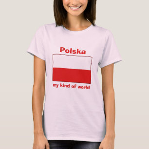 ポーランドの旗+地図+テキストTシャツ Tシャツ