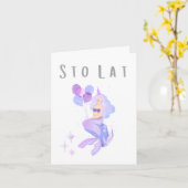 ポーランドの最後の誕生日の名前おめでとう カード (黄色い花)