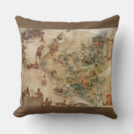 ポーランドの枕の旧式な地図 クッション
