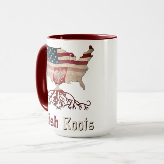 ポーランドの根、ポーランドのアメリカ国旗 マグカップ (正面左)