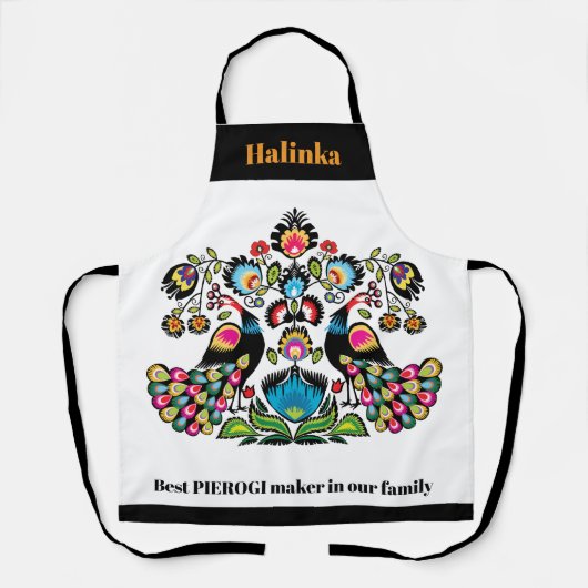 ポーランドの民俗学と孔雀、カスタム文字 エプロン (正面)