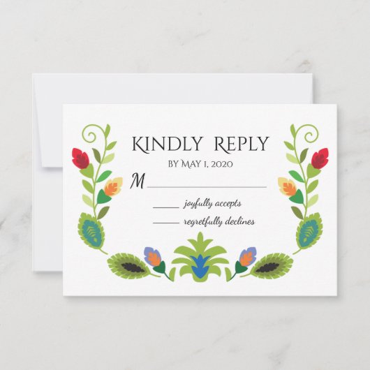 ポーランドの民俗花の赤い出欠確認カード 出欠カード (正面)