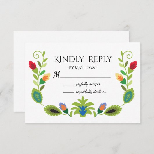 ポーランドの民俗花の赤い出欠確認カード 出欠カード (正面/裏面)