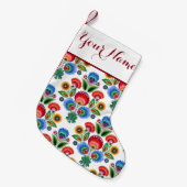 ポーランドの民俗花-名前をカスタムするを用いる… スモールクリスマスストッキング (正面 (吊り時))