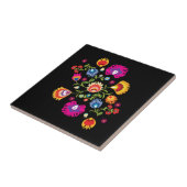 ポーランドの民話にピンクの花をつける  タイル (側面)