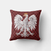 ポーランドの白いワシの赤い格子縞のMoJoの枕 クッション (裏面)
