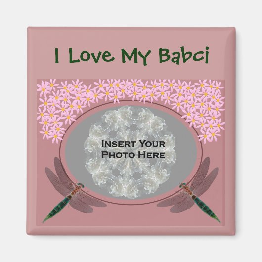 ポーランドの祖母が私のBabciを愛するデイジー写真 マグネット (正面)