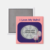 ポーランドの祖母が私のBabci Tulips写真を愛する マグネット (正面/裏面)