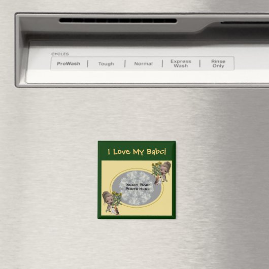 ポーランドの祖母は私のバブチの子犬の写真を愛する マグネット (インサイチュ (食洗機))