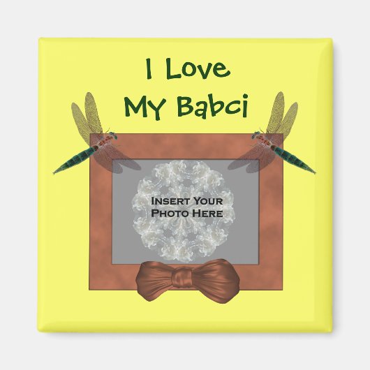 ポーランドの祖母は私のバブチDragonfly写真を愛する マグネット (正面)