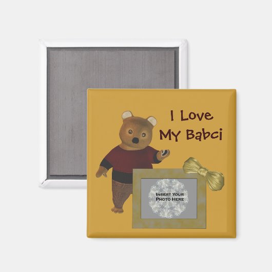 ポーランドの祖母は私のBabciかわいいクマの磁石を愛する マグネット (正面/裏面)