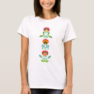 ポーランドの花の刺繍、Tシャツ Tシャツ