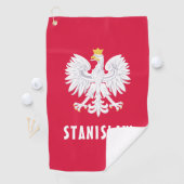 ポーランドの赤と白の鷹 ポーランド語カスタムネーム付き ゴルフタオル (インサイチュ)
