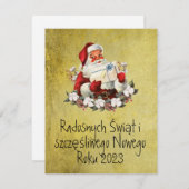 ポーランドの金ゴールドでウェソワチシフォンメリークリスマスカード (正面/裏面)