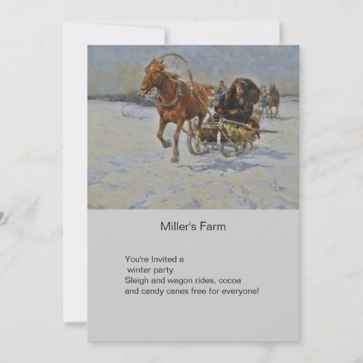 ポーランドの馬に乗ったそり 招待状 (正面)