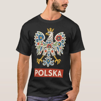 ポーランドの鷲 フローラル フォーク ポルスカ Tシャツ