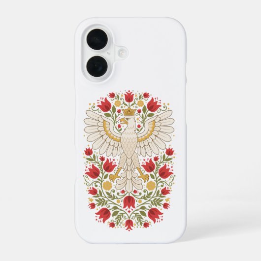 ポーランドの鷹のチューリップ民俗芸術 iPhone 16ケース (裏面)