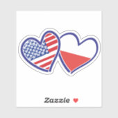 ポーランドアメリカのハート国旗 シール (シート)