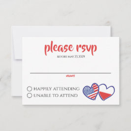 ポーランドアメリカのハート国旗 出欠カード