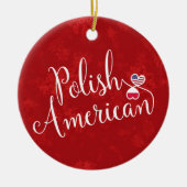 ポーランドアメリカン絡み合ったハートホリデーデコレーション セラミックオーナメント (正面)