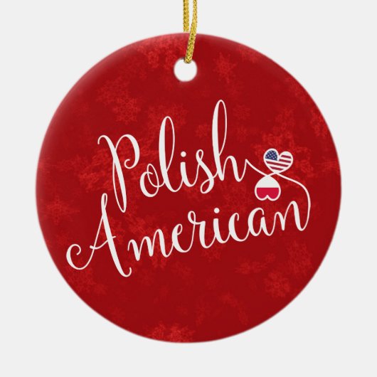ポーランドアメリカン絡み合ったハートホリデーデコレーション セラミックオーナメント (正面)