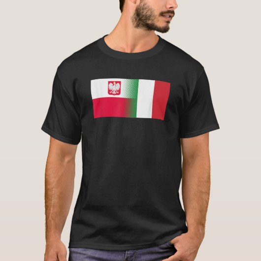 ポーランドイタリアン国旗ハーフポーランドハーフポイタリアンラン Tシャツ (正面)