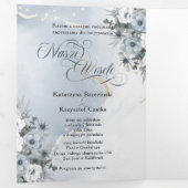 ポーランドイングリッシュニエビエスキークワイアティブルーの花 三つ折り招待状 (内部最初)