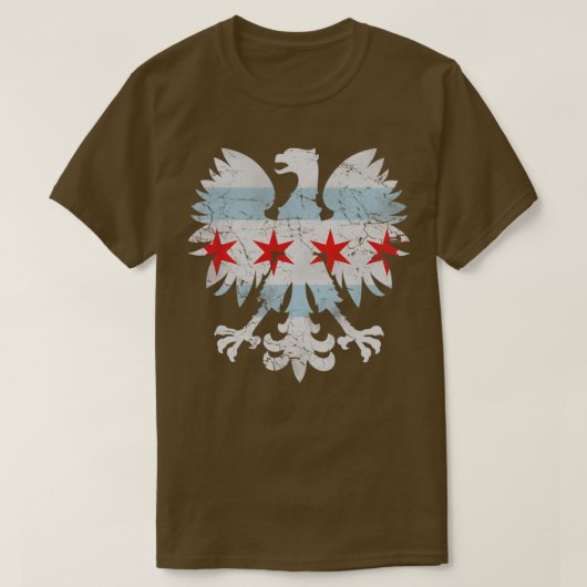 ポーランドイーグルシカゴ国旗 Tシャツ (デザイン正面)