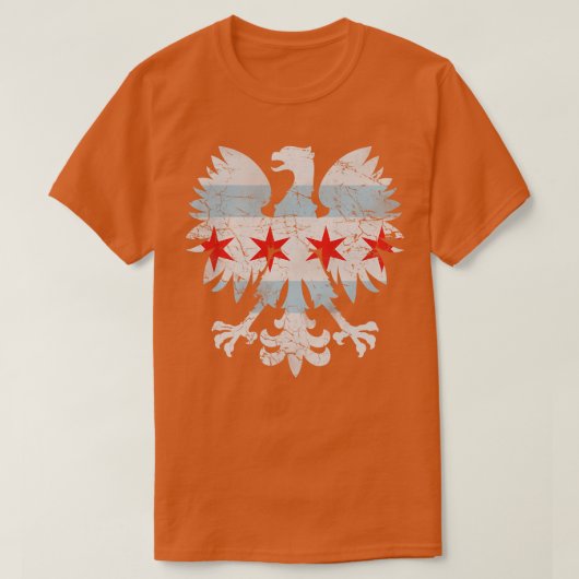 ポーランドイーグルシカゴ国旗 Tシャツ (デザイン正面)