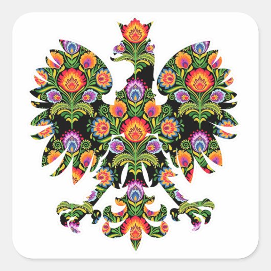 ポーランドイーグルポーランドWycinankiエンブレムポーランドフォーク スクエアシール (正面)