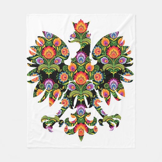 ポーランドイーグルポーランドWycinankiエンブレムポーランドフォーク フリースブランケット (正面)