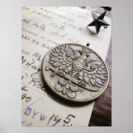 ポーランドイーグル戦争メダルプリント ポスター (正面)