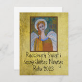 ポーランドウェゾワチシフォンメリークリスマスカードエンジェル (正面/裏面)