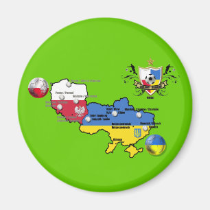 ポーランドウクライナ2012の旗の地図のフットボールのヨーロッパ人のコップ マグネット