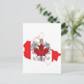 ポーランドカナダの旗の地図 ポストカード (スタンド正面)