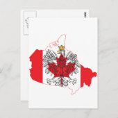ポーランドカナダの旗の地図 ポストカード (正面/裏面)