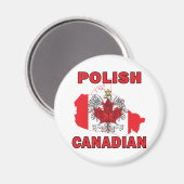 ポーランドカナダ国旗のカナダの地図 マグネット (正面/裏面)