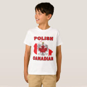 ポーランドカナダ国旗のカナダの地図 Tシャツ (正面フル)