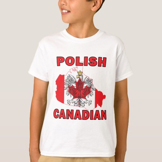 ポーランドカナダ国旗のカナダの地図 Tシャツ (正面)
