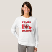 ポーランドカナダ国旗のカナダの地図 Tシャツ (正面フル)