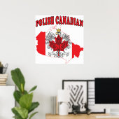 ポーランドカナダ国旗の地図 ポスター (ホームオフィス)