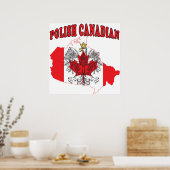 ポーランドカナダ国旗の地図 ポスター (キッチン)