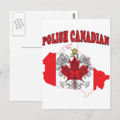 ポーランドカナダ国旗の地図 ポストカード (正面/裏面)