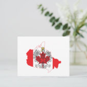 ポーランドカナダ国旗の地図 ポストカード (スタンド正面)