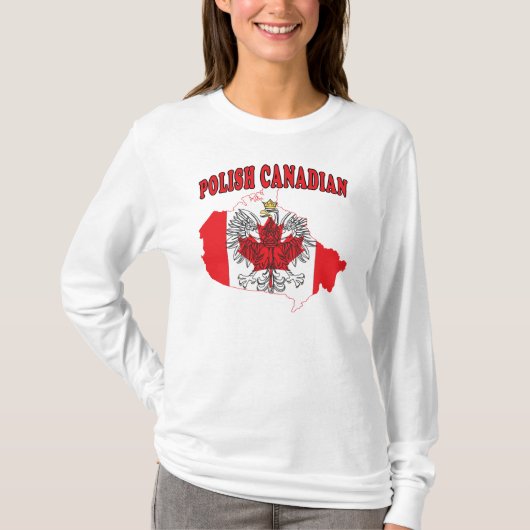 ポーランドカナダ国旗の地図 Tシャツ (正面)